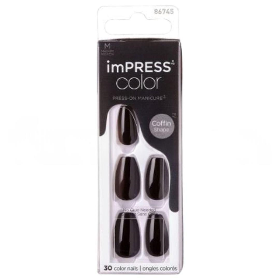 Kiss Color Kendinden Yapışkanlı Takma Tırnak Medium All Black - 1 Adet