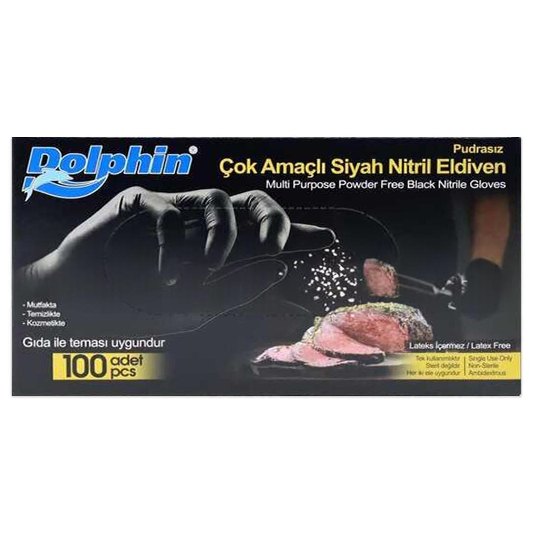 Dolphin Nitril Eldiven Pudrasız Siyah xLarge 100'lü
