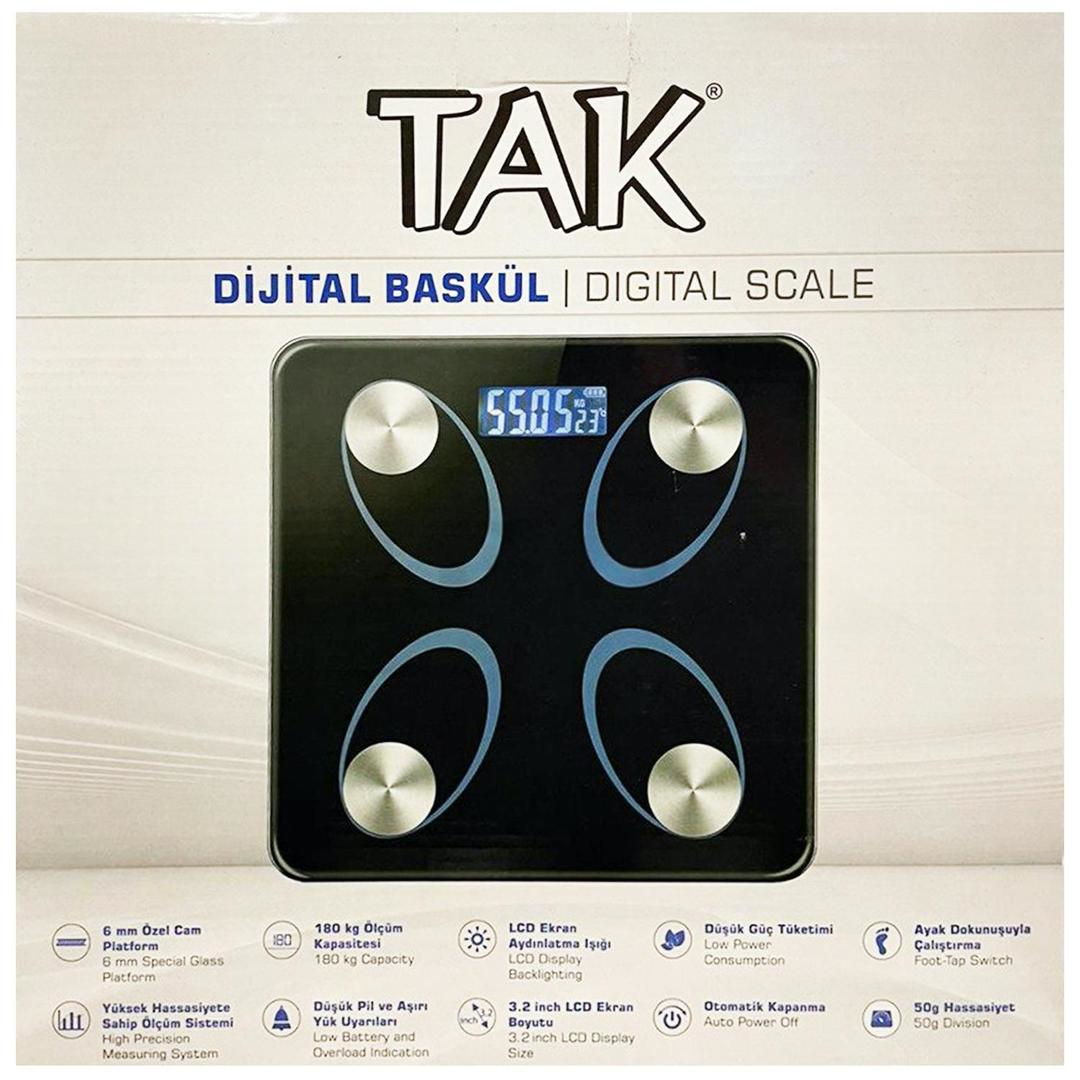 Tak Dereceli Siyah Dijital Baskül