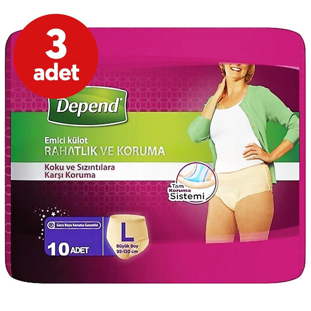 Depend Kadın Emici Külot Large 10'lu - 3 Adet