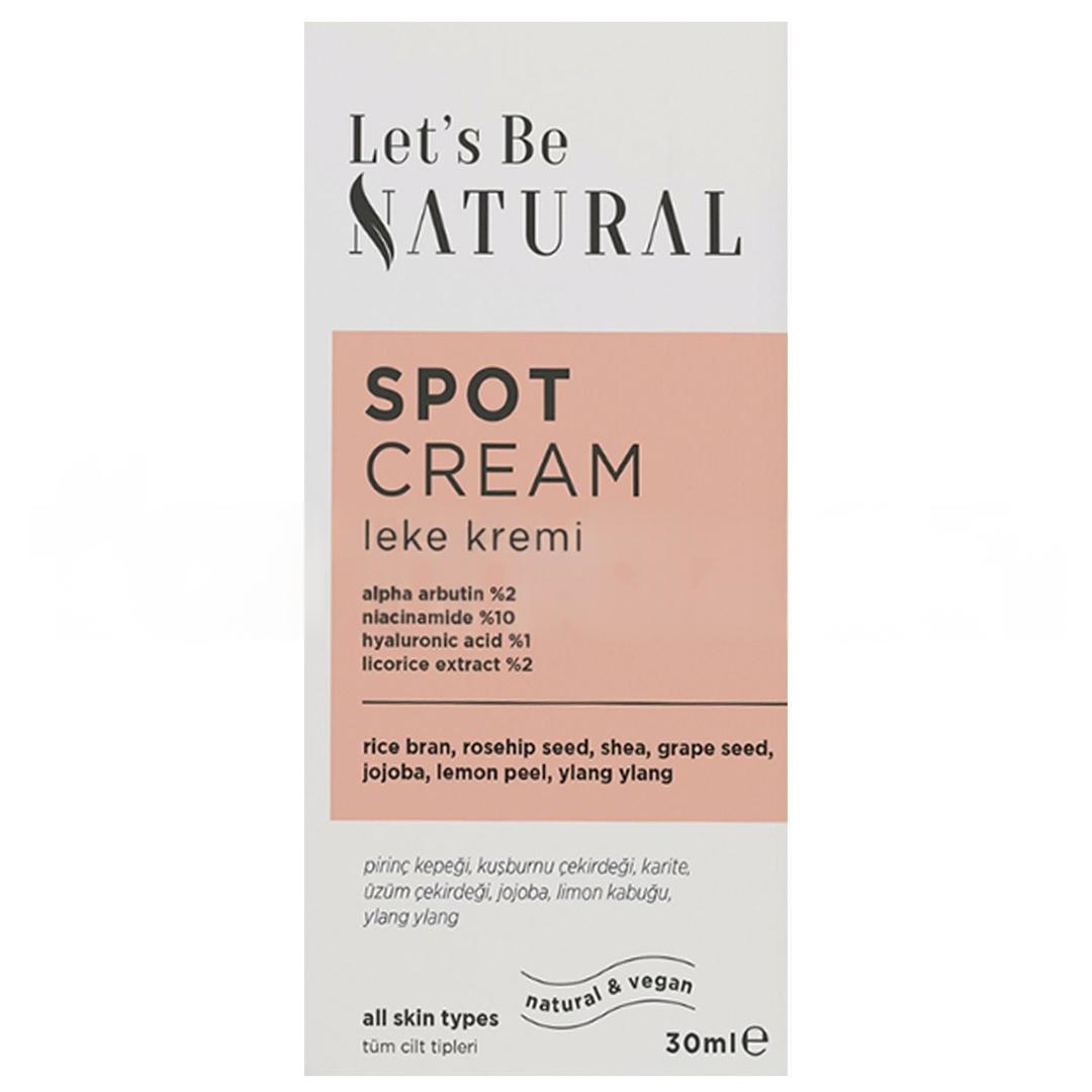 Let's Be Natural Leke Kremi Doğal İçerik Cilt Aydınlatıcı Etki 30 ml