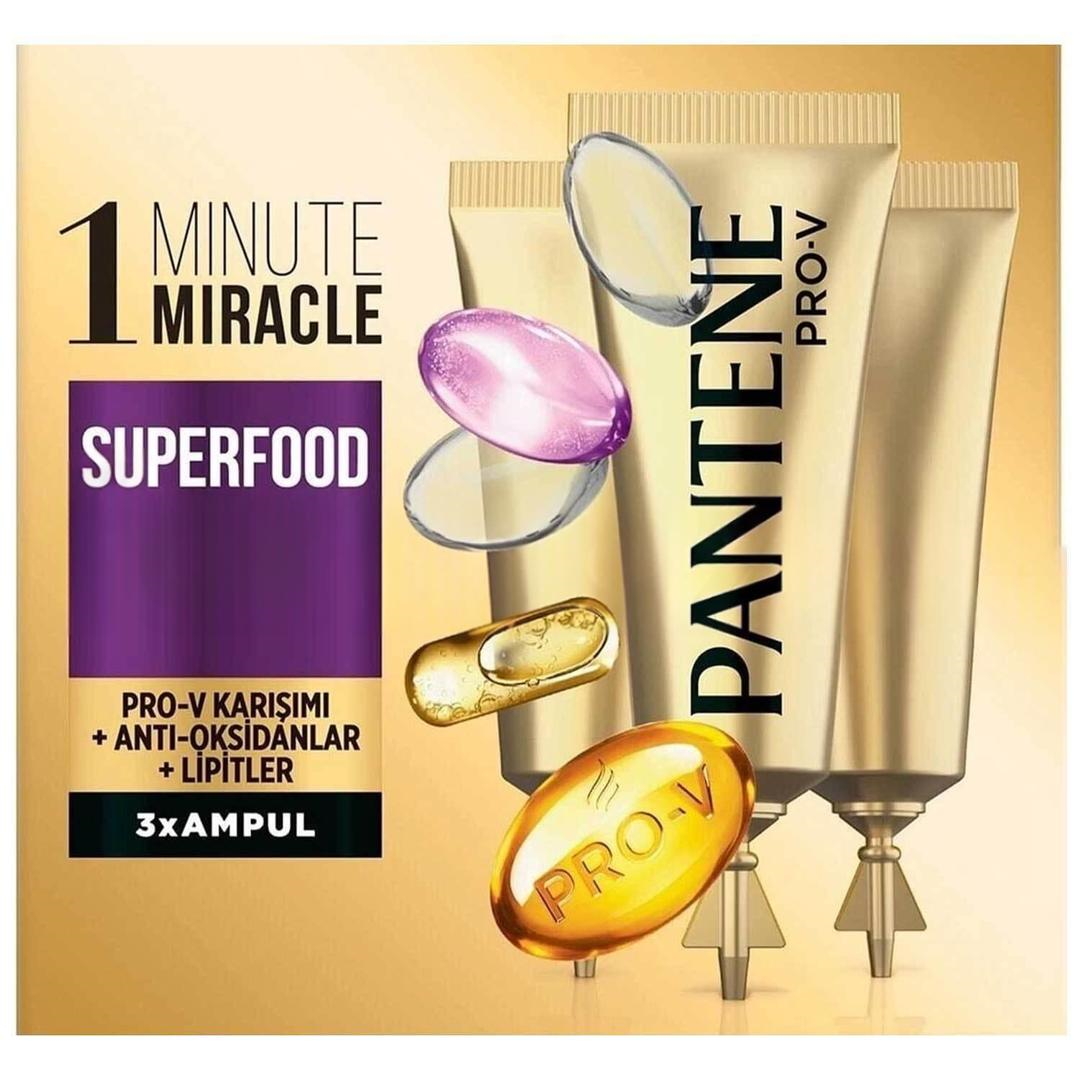 Pantene Ampul 1 Dakikada Mucize Superfood 3'lü 15 ml
