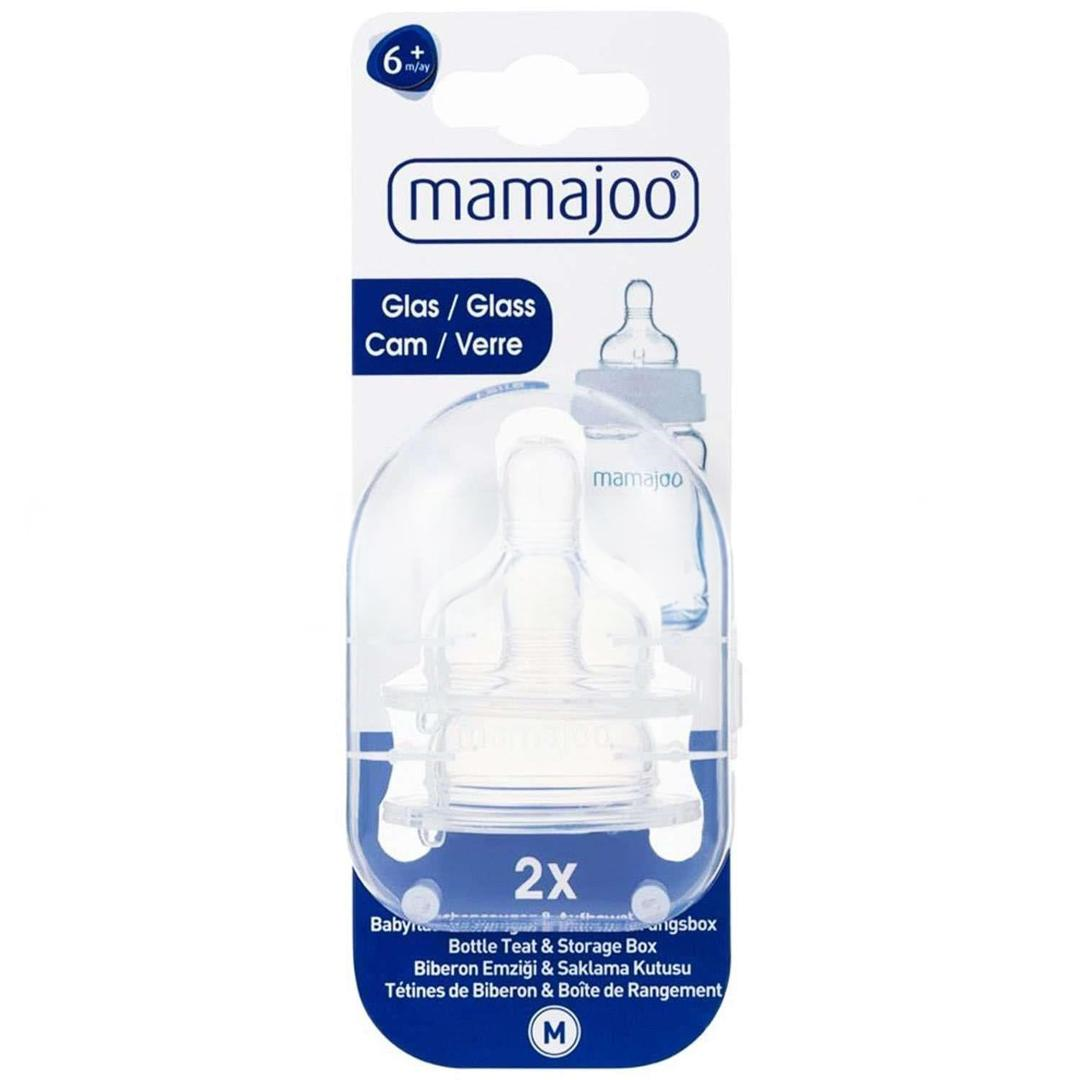 Mamajoo Cam Biberon Emziği Antikolik 6+ Ay 2'li & Saklama Kutulu Medium No: 2