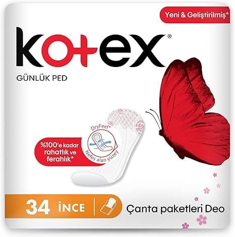 KOTEX İNCE GÜNLÜK PED 34'LÜ DEO
