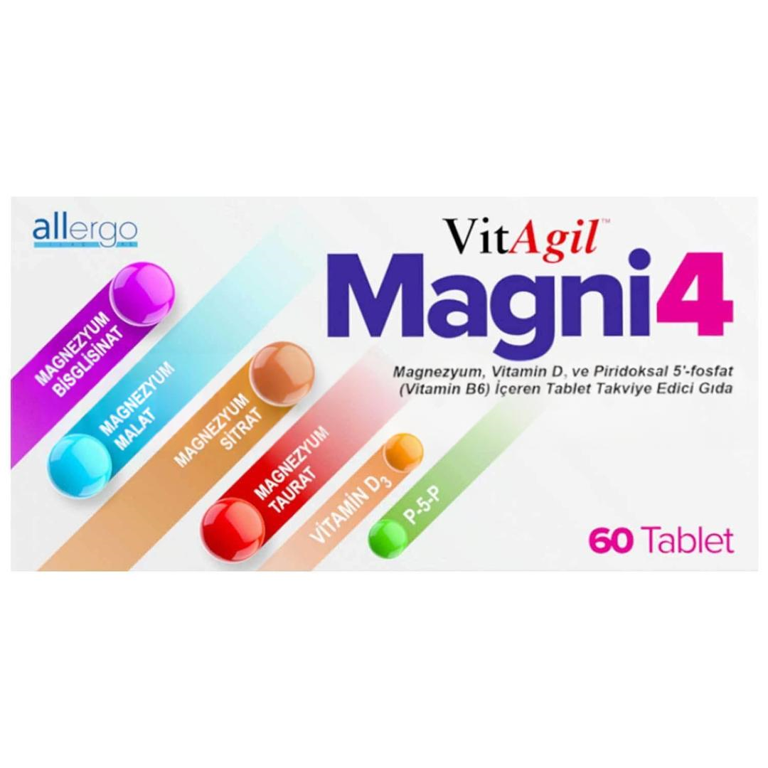 Vitagil Magni4 Magnezyum Vitamin D3 P5P 60 Tablet