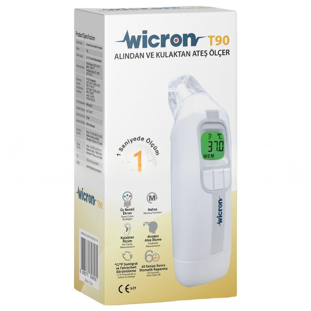 Wicron T90 Alından ve Kulaktan Ölçer Dijital Derece + Probe 25'li