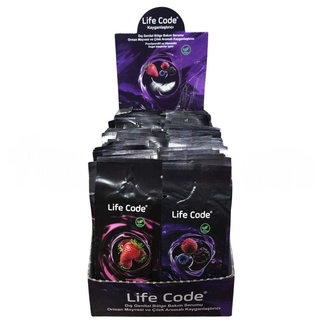 Life Code Kayganlaştırıcı Dış Genital Serumu Çilek Aromalı 50 Adet + Orman Meyve Aromalı 50 Adet
