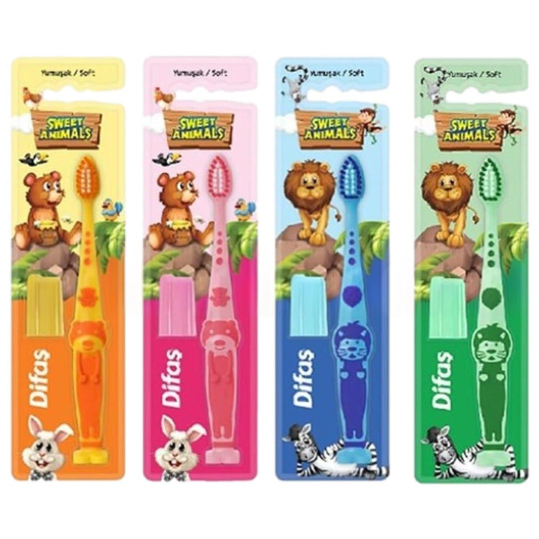 Difaş Sweet Animals Kids Diş Fırçası - 12'li Stant
