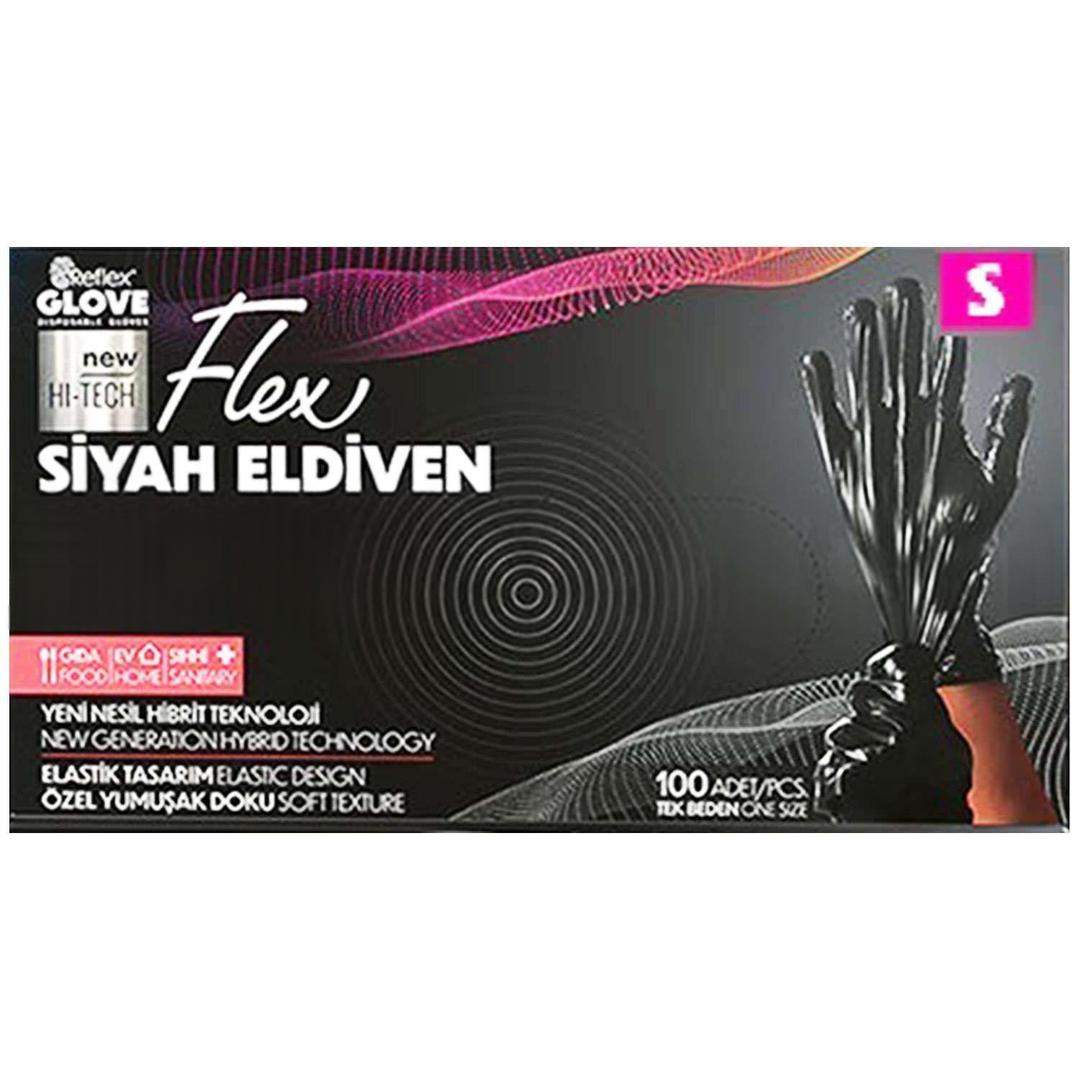 Reflex Flex Siyah Pudrasız Eldiven Small 100'lü