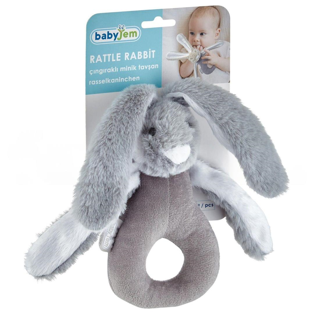 Babyjem Tutmalı Mini Peluş Tavşan - Gri