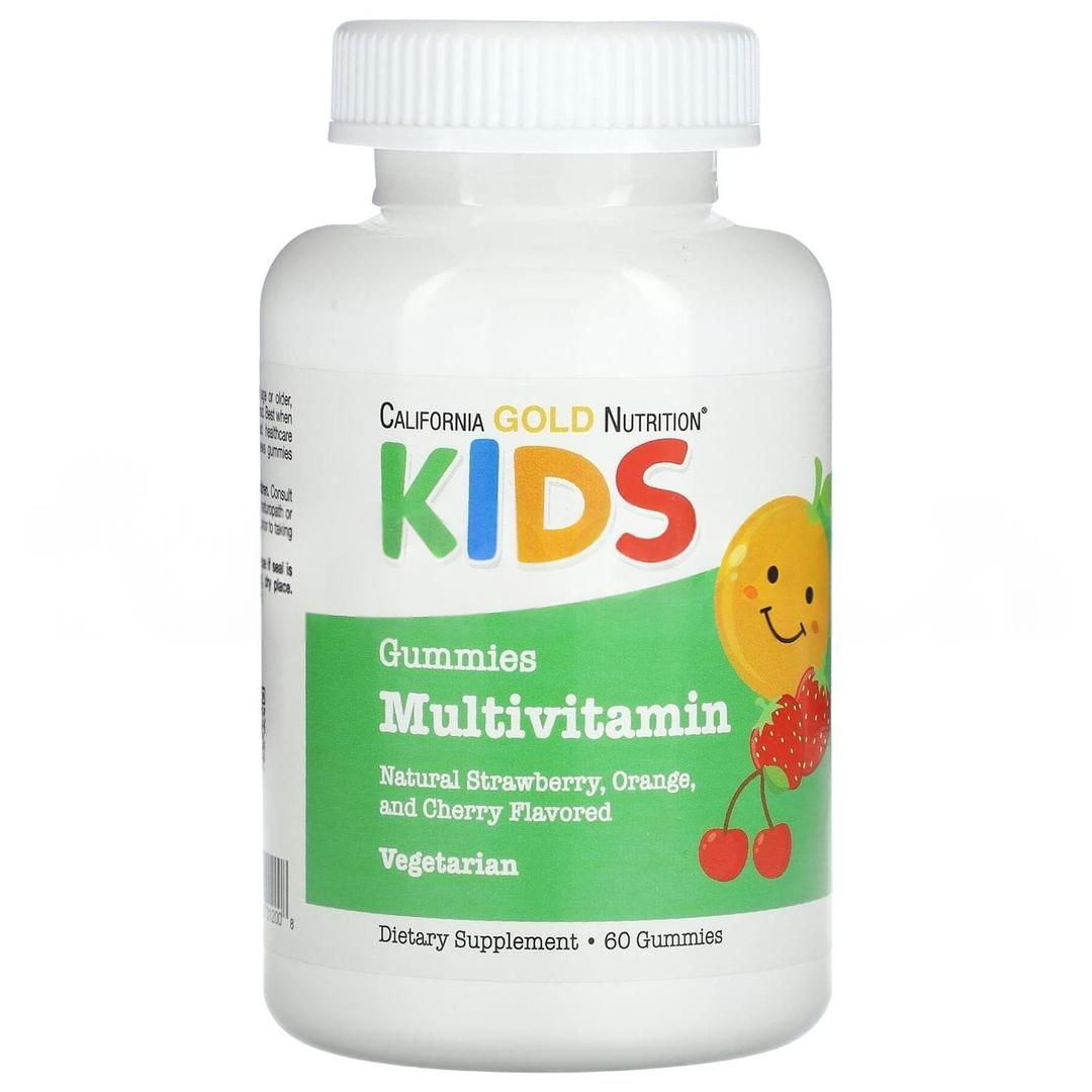 California Gold Nutrition Kid's Multivitamin Gummies Orange and Cherry 60 Gummies - İthal