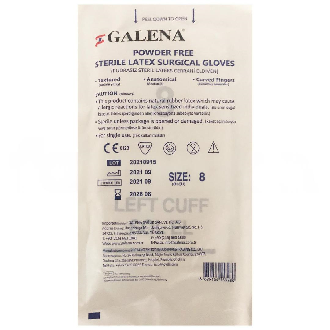 Galena Lateks Pudrasız Steril Cerrahi Eldiven Çift No: 8