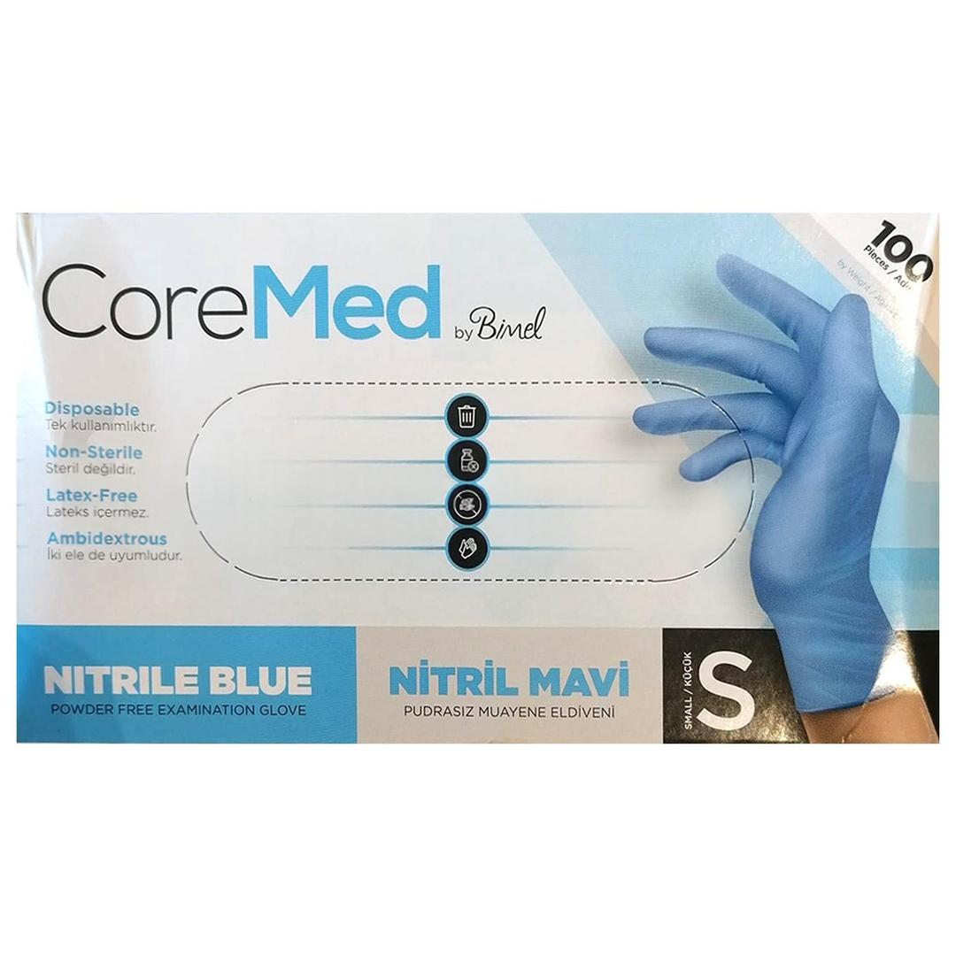 Bimel Coremed Nitril Mavi Pudrasız Eldiven Small 100'lü