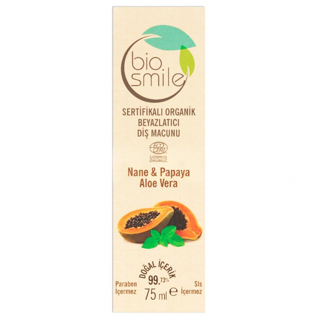 Bio Smile Organik Beyazlatıcı Diş Macunu Nane Papaya Aloe Vera 75 ml