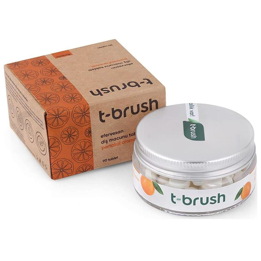 T-Brush Efervesan Diş Macunu Tableti 90 Adet Florürlü Portakal Aromalı