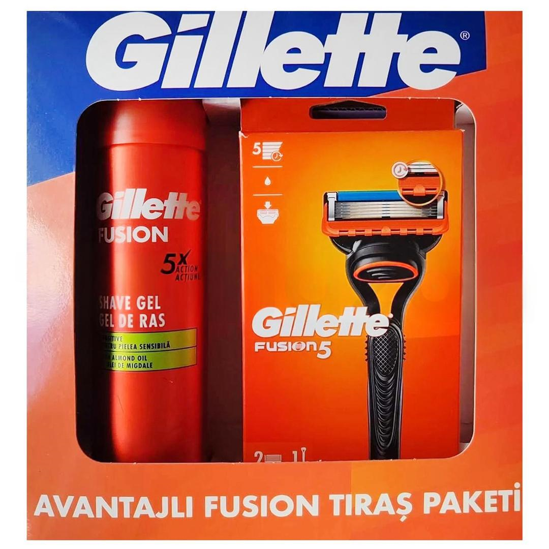 Gillette Fusion 5 Tıraş Makinesi + 2 Yedek Tıraş Bıçağı + 200 ml Tıraş Jeli