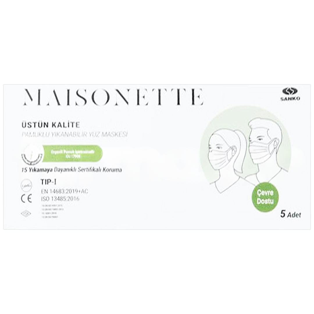 Sanko Maisonette Pamuklu Yıkanabilen TİP-1 Maske 5'li