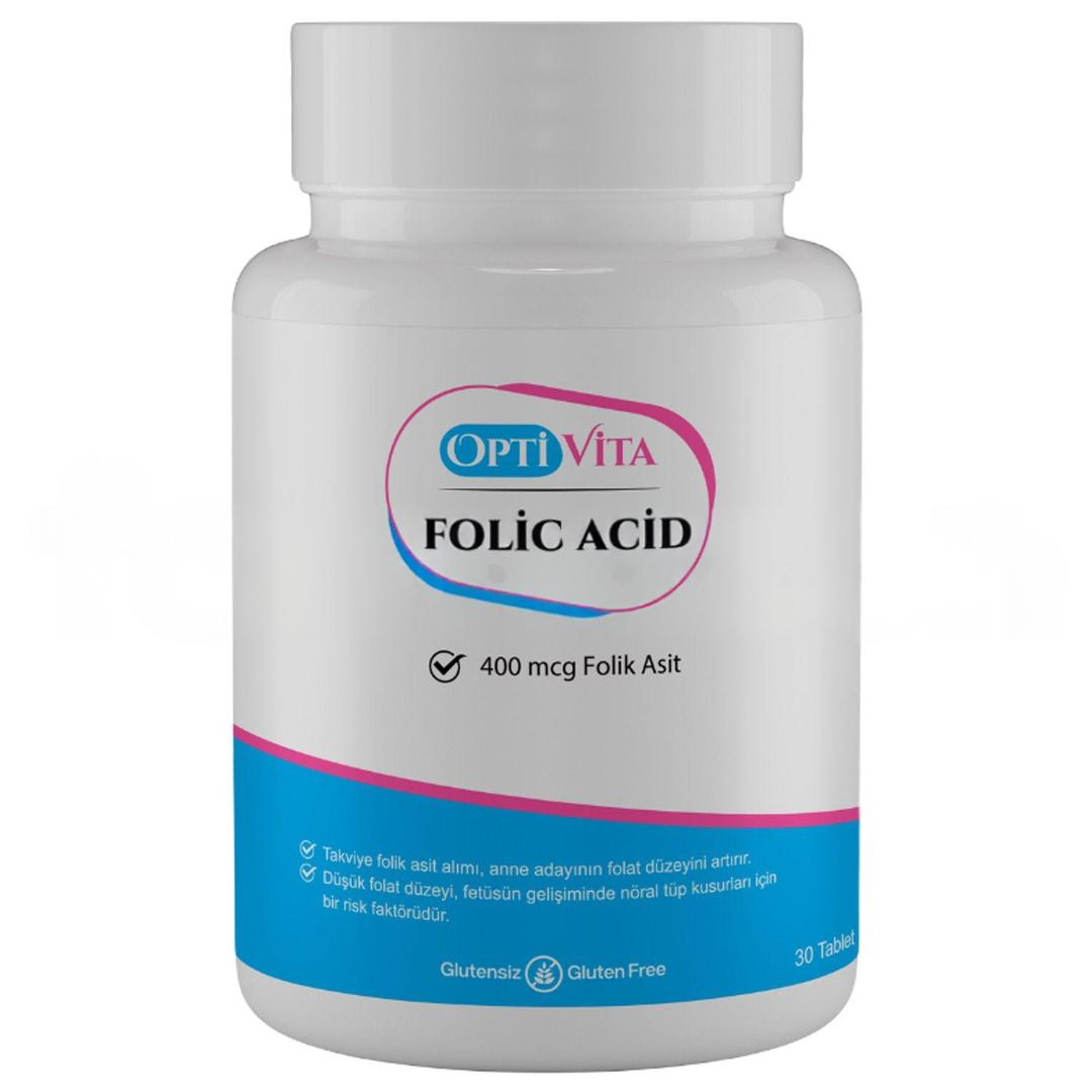 Optivita Folic Acid 400 mcg Folik Asit 30 Tablet