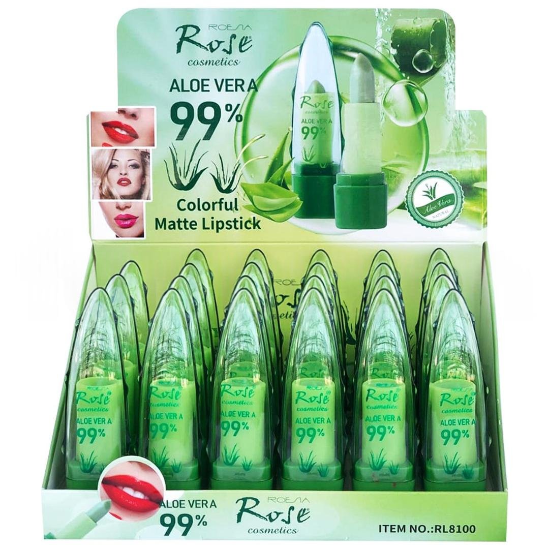 Rose Cosmetics Aloe Vera Colorful Matte Lipstick 24'lü Stant