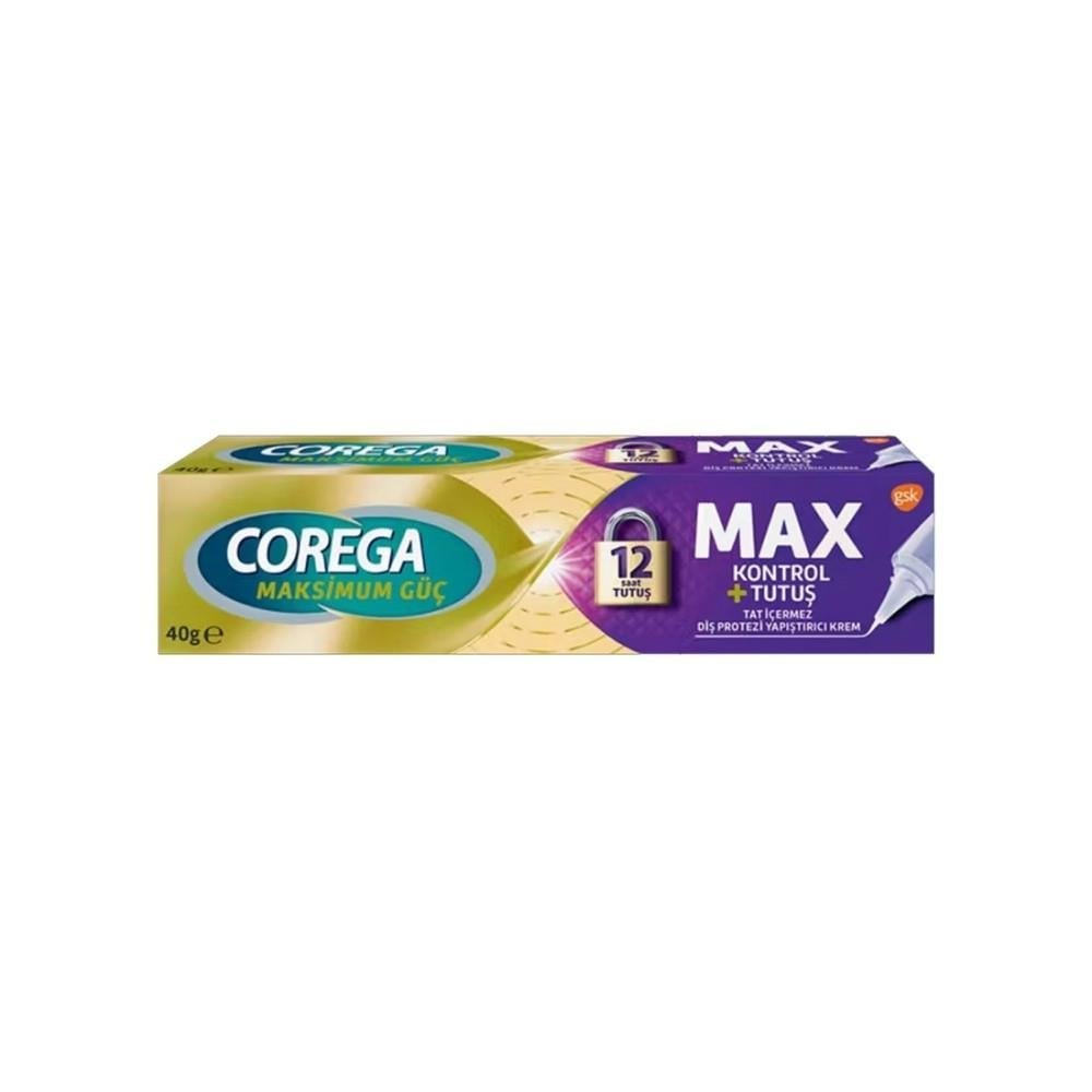 Corega MAX Kontrol + Tutuş Diş Protezi Yapıştırıcı Krem 40 g