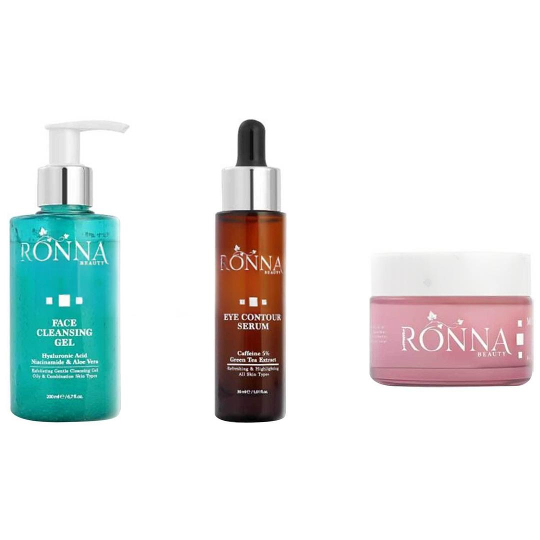 Ronna Beauty Dolgun Göz Altı ve Cilt Sıkılaştırıcı Bakım Seti - Cream 50 ml + Tonic 200 ml + Serum 30 ml