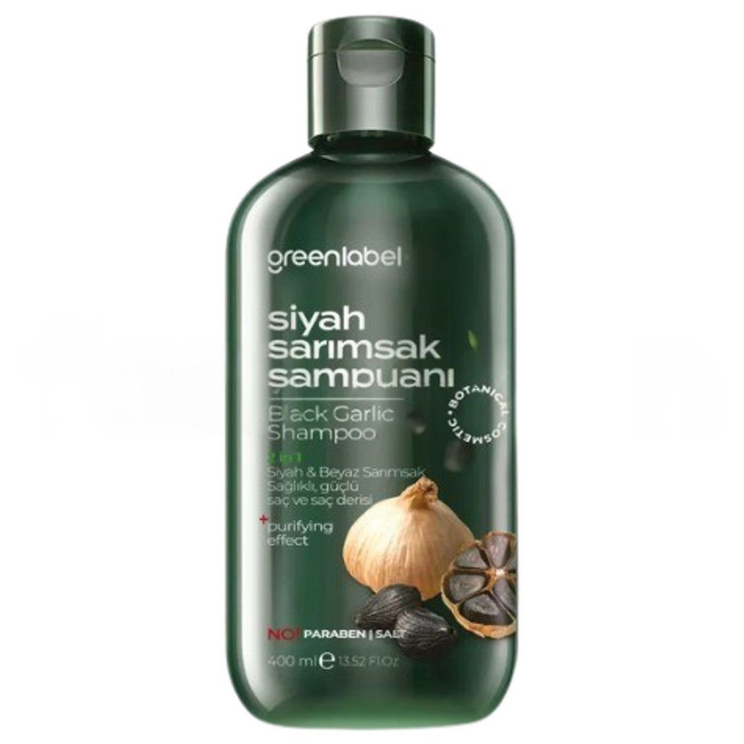 Greenlabel Siyah Sarımsak Özlü Parabensiz Tuzsuz Dökülme ve Kepek Karşıtı Şampuan 400 ml