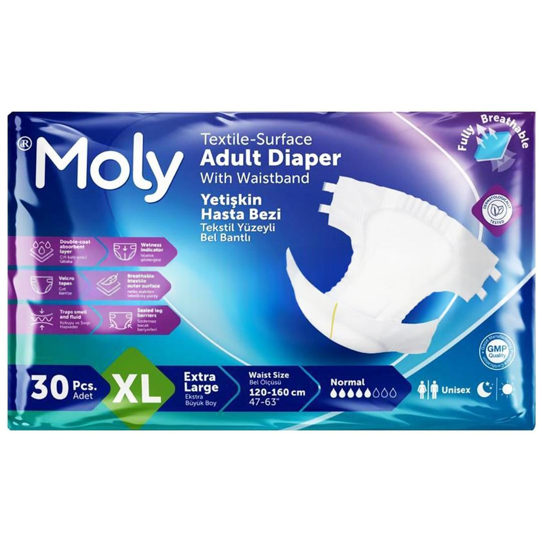 Moly Bel Bantlı Hasta Bezi 5 Damla xLarge 30'lu