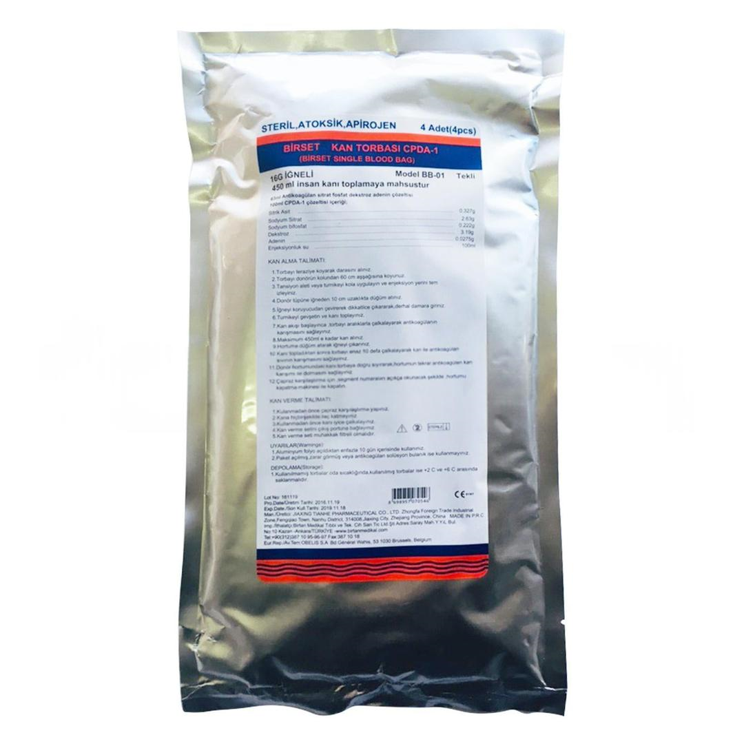 Birset Kan Torbası 16G İğneli CPDA-1 4'lü Paket