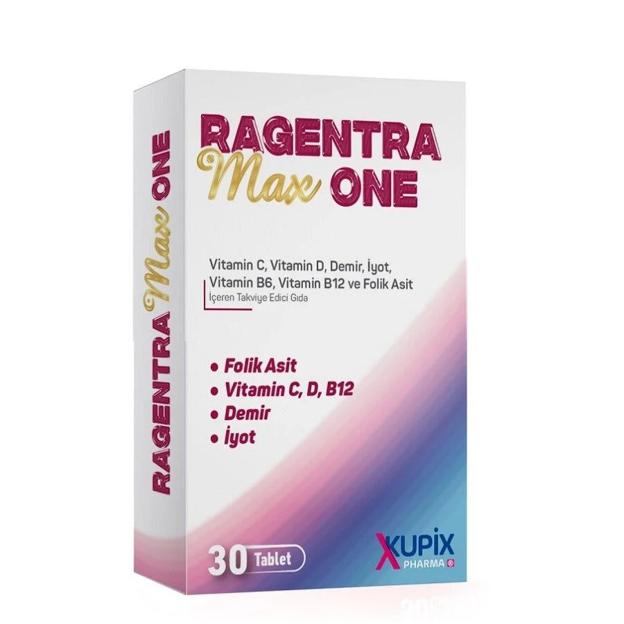 RAGENTRA MAX ONE VİTAMİN C D İYOT DEMİR B6 B12 FOLİK ASİT 30TABLET