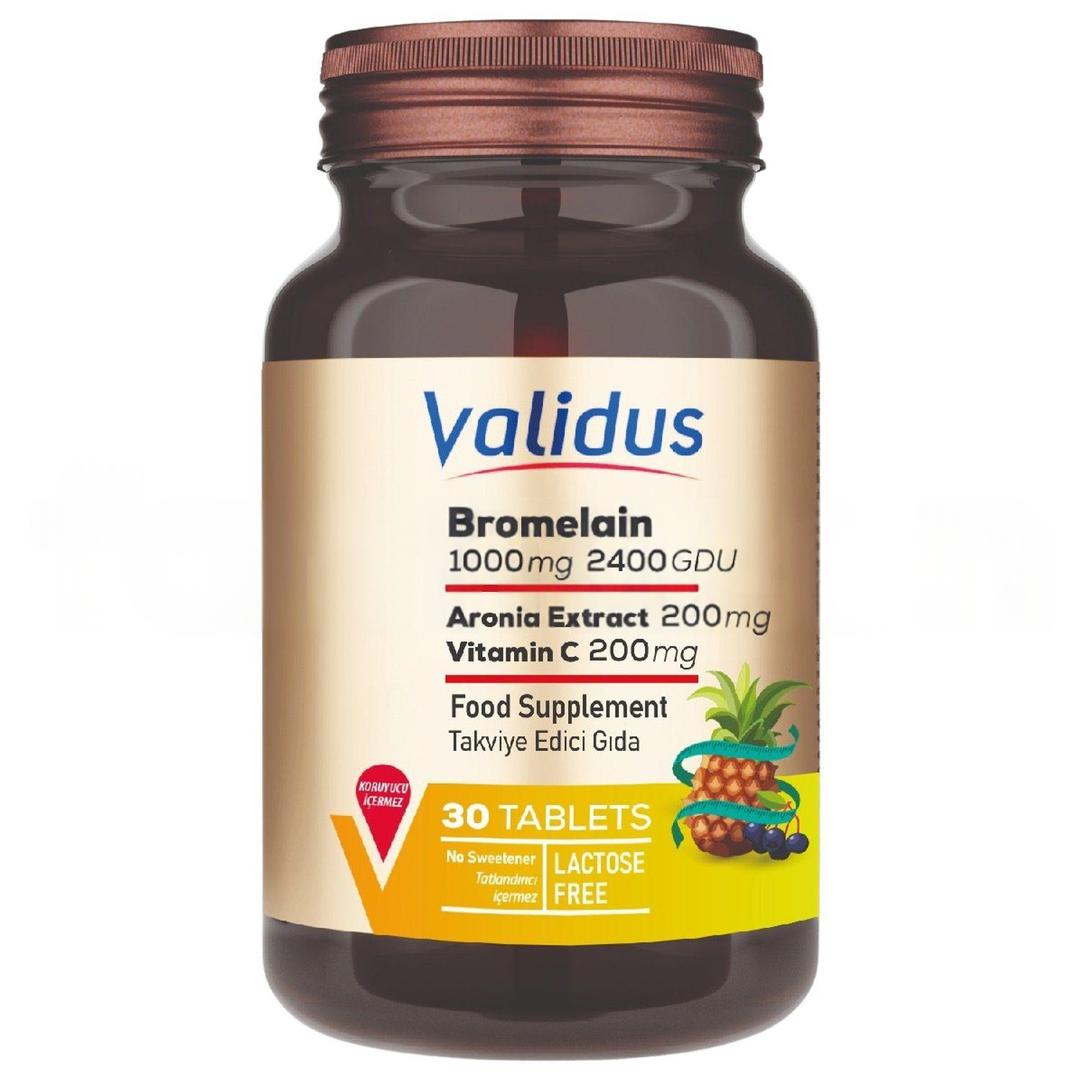 Validus Bromelain 1000 mg 2400 Gdu Aronia 200 mg 30 Tablet