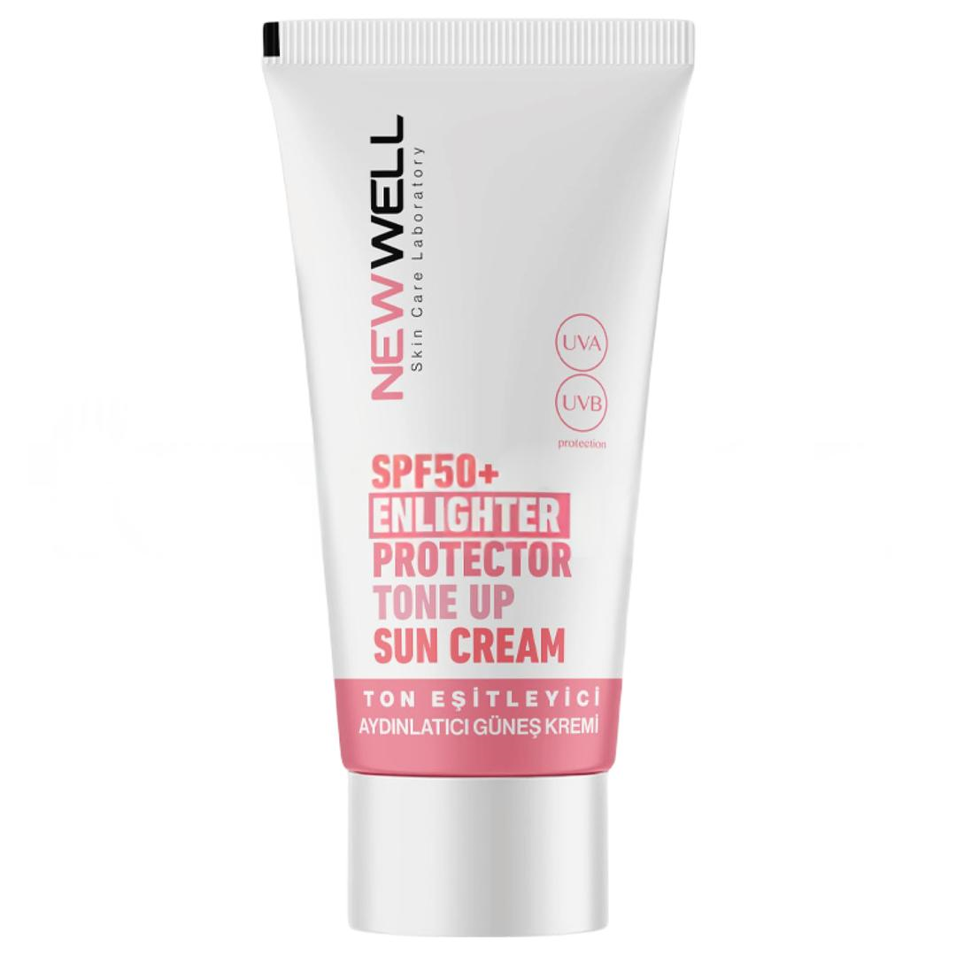 New Well Ton Eşitleyici Yüksek Koruma Etkili SPF50+ Aydınlatıcı Pembe Yüz Güneş Kremi 50 ml