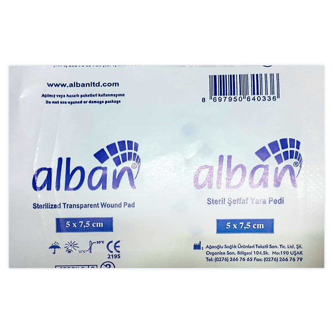 Alban Steril Şeffaf Su Geçirmez Yara Pedi 5x7,5 cm Tekli