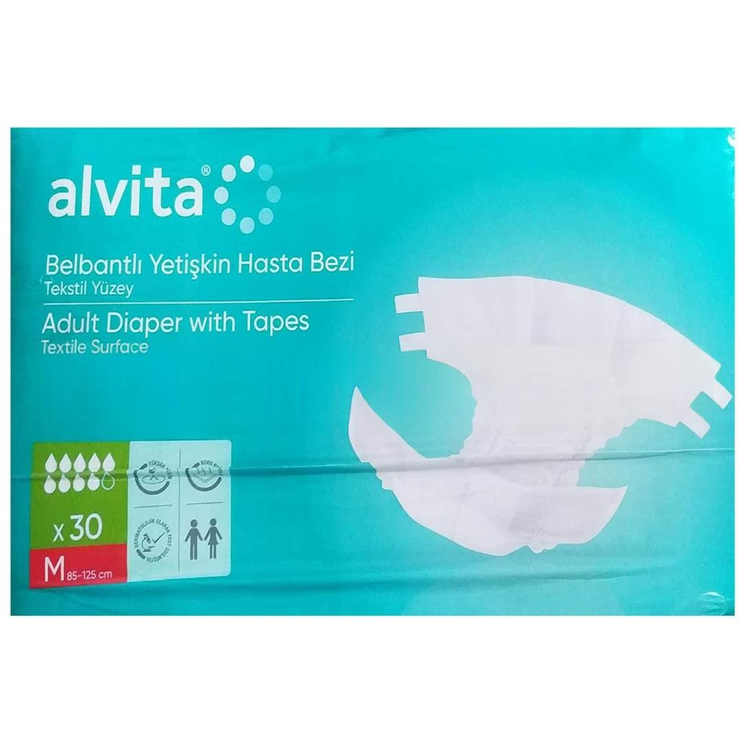 Alvita Tekstil Yüzeyli Belbantlı Hasta Bezi Medium 30'lu