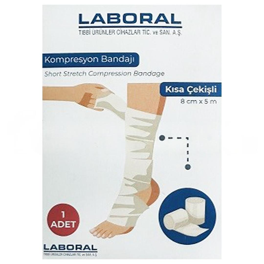 Laboral Kısa Çekişli Kompresyon Bandajı 8 cm x 5 m
