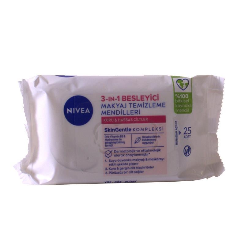 Nivea 3in1 Besleyici Makyaj Temizleme Mendilleri (Kuru Hassas Ciltler) 25 Adet