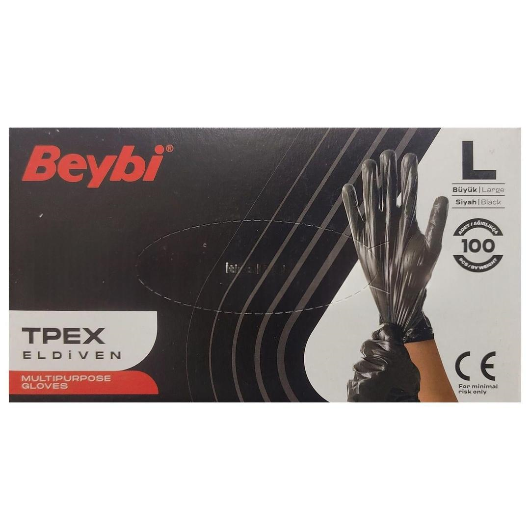 Beybi Tpex Eldiven Siyah Large 100'lü
