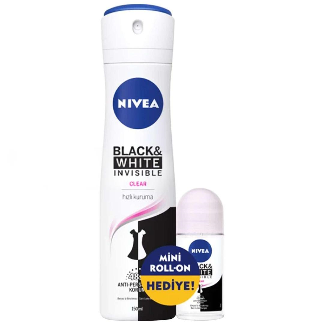 Nivea Kadın Deodorant Invisible B&W 150 ml + Roll-On 25 ml Hediye