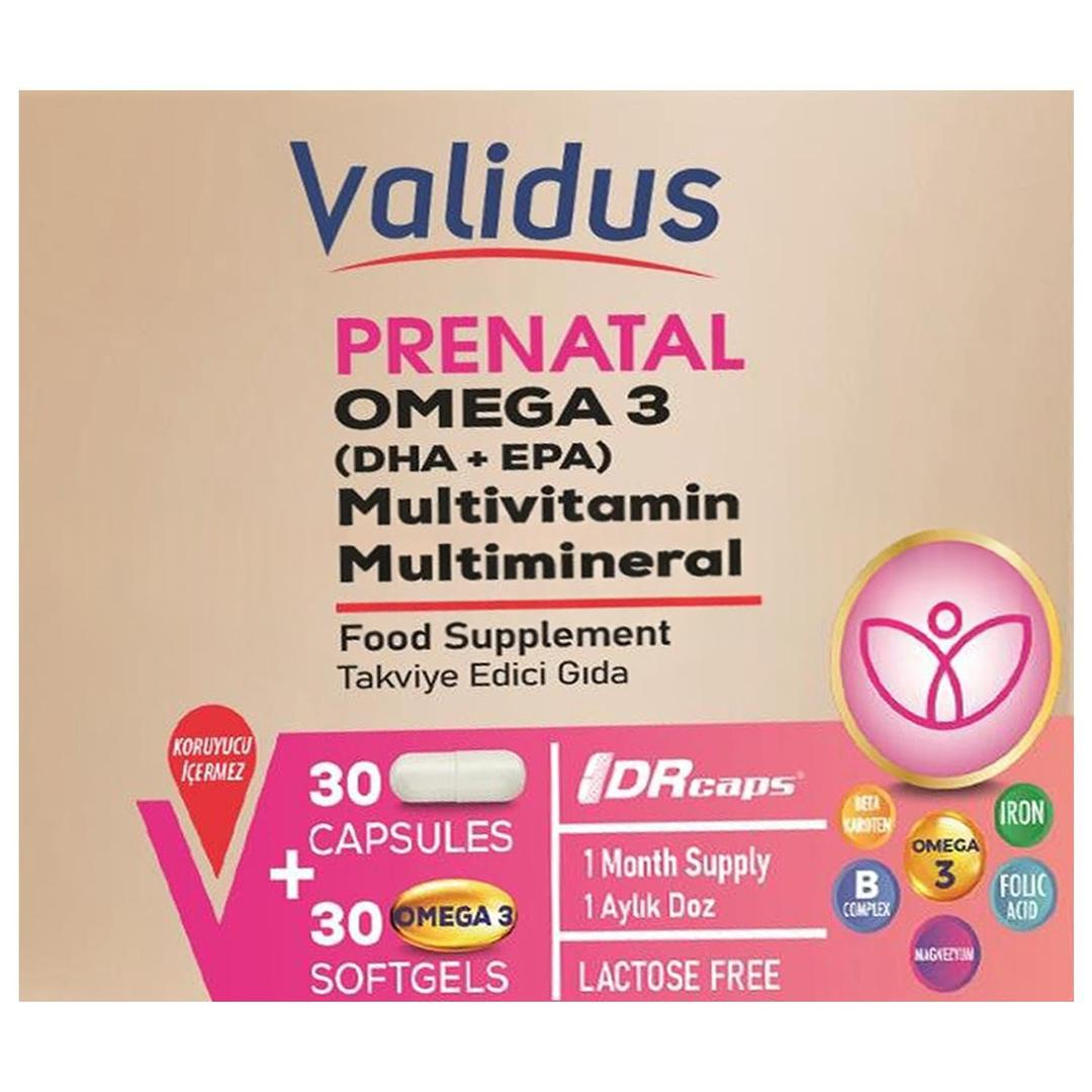 Validus Prenatal Blister Set - Multivitamin Mineral 30 Kapsül + Omega 3 Dha 350 Epa 70 mg 30 Softgel