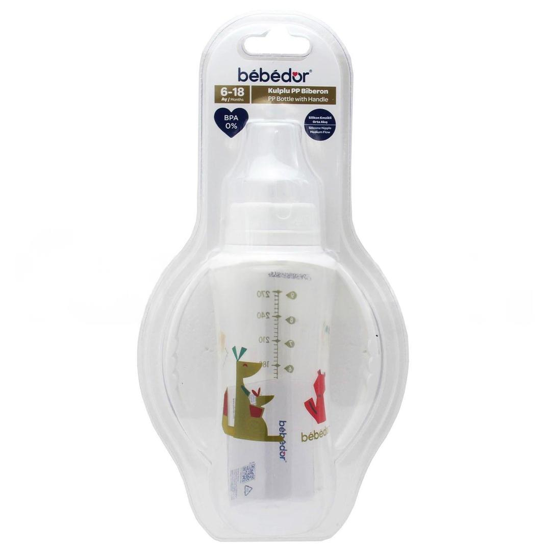 Bebedor 77302 Kulplu PP Biberon 6-18 Ay Kanguru Desenli 270 ml