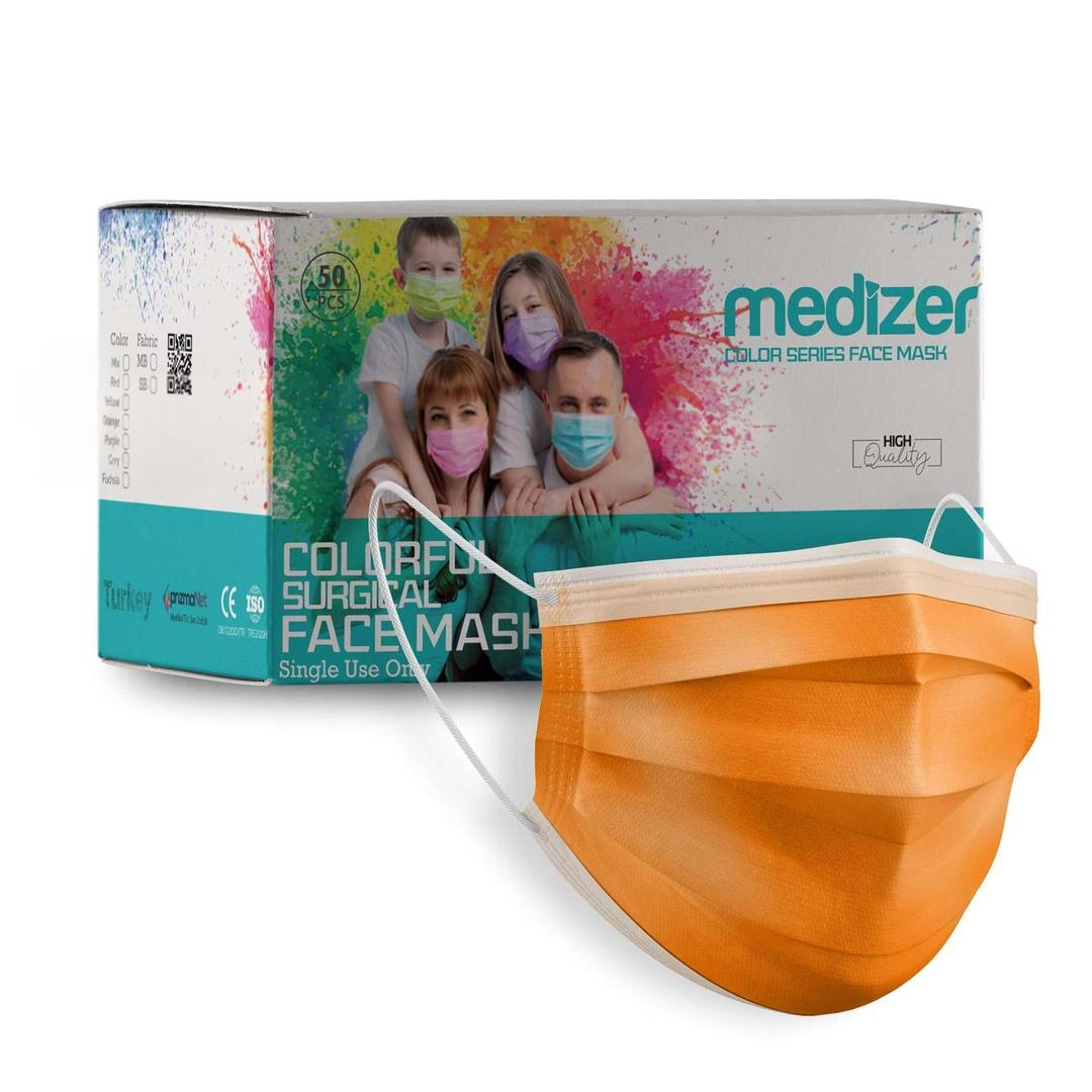Medizer 3 Katlı Meltblown Turuncu Cerrahi Maske Telli 50'li - 40 Adet