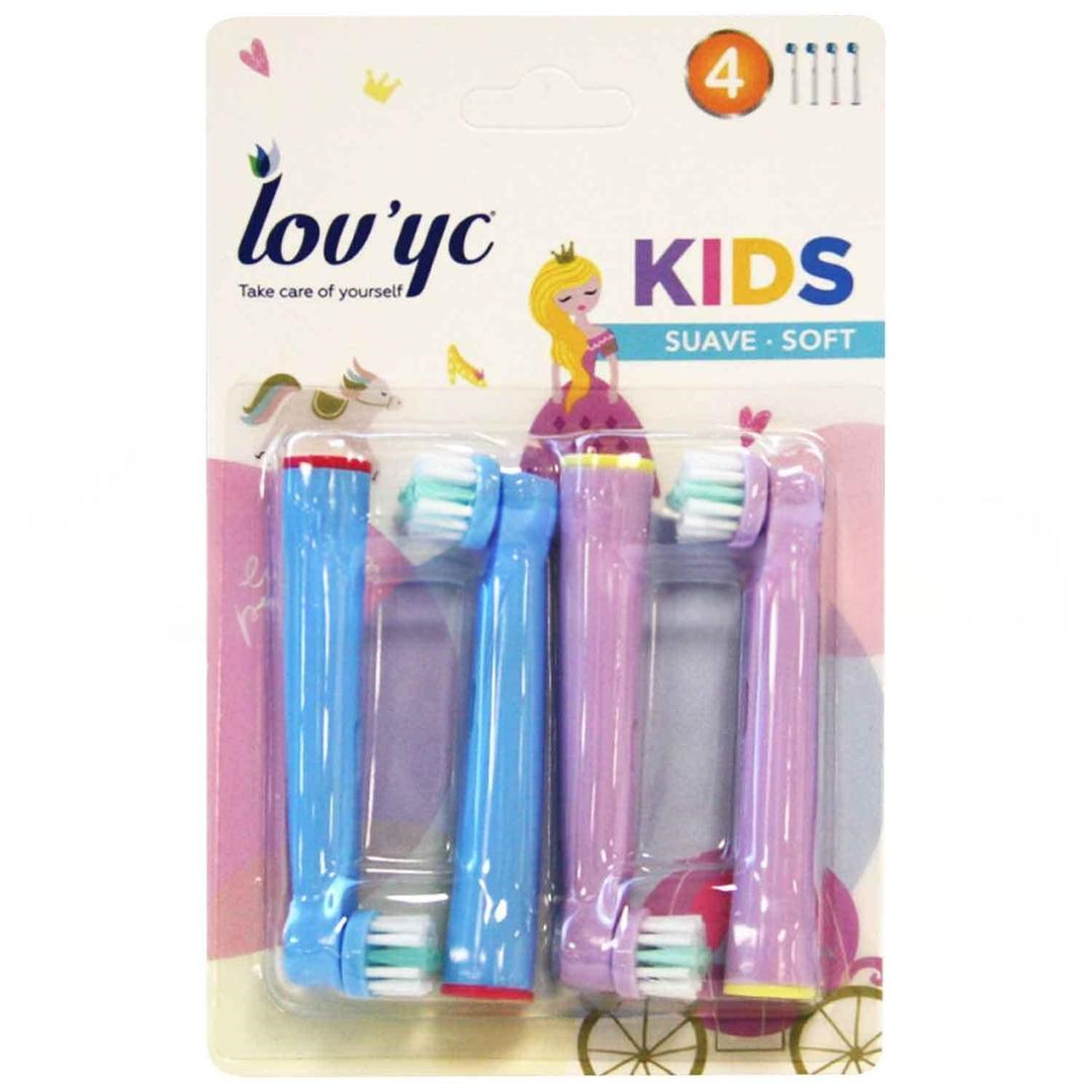 Lov'yc Kids Princess Yumuşak Elektrikli Diş Fırçası Yedeği 4'lü