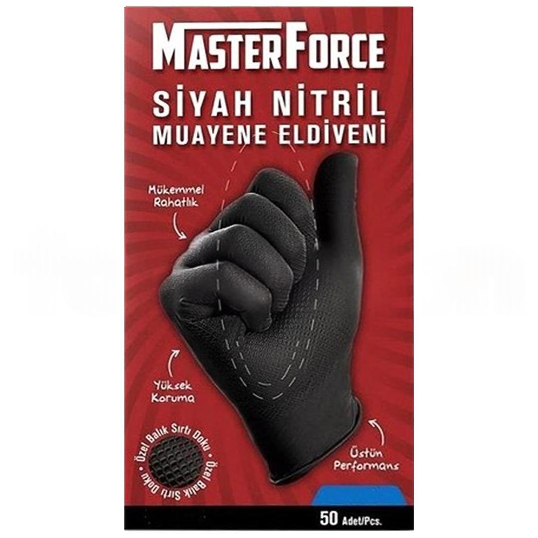 Master Force Nitril Eldiven Siyah Large 50'li