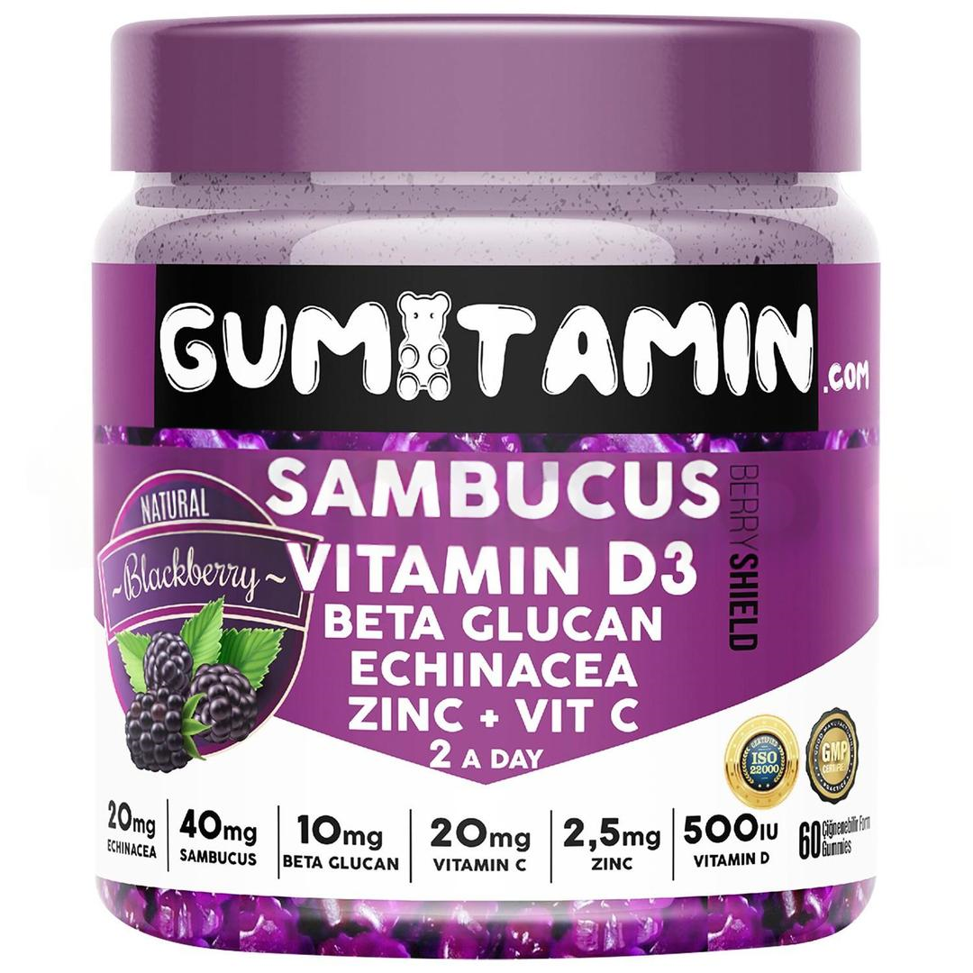 Gumitamin Sambucus Multivitamin Gummy Kara Mürver C D3 Çinko Beta Glukan Ekinezya 180 gr