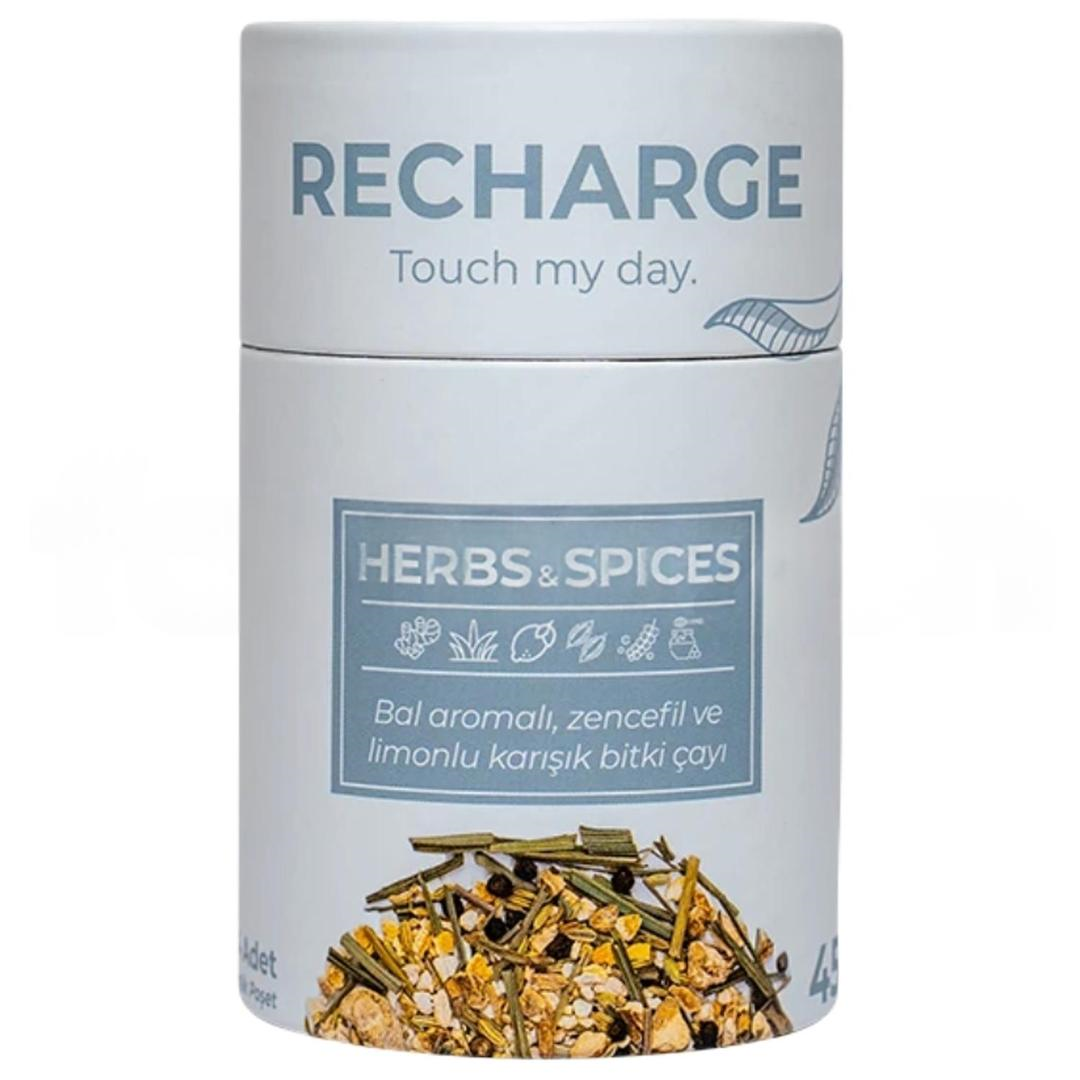 Teagro Recharge Herbs and Spices Bal Aromalı Zencefil ve Limonlu Karışık Doğal Bitki Çayı 24 Demlik 45 gr