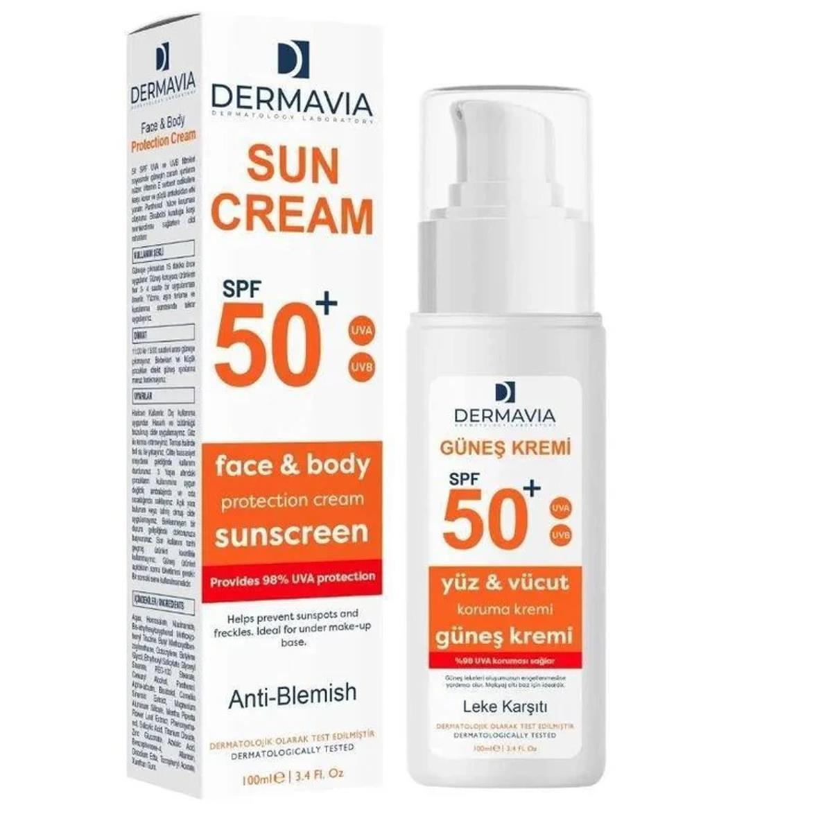 DERMAVIA DERMAVIA SPF 50+ GÜNEŞ KREMİ LEKE KARŞITI 100ML
