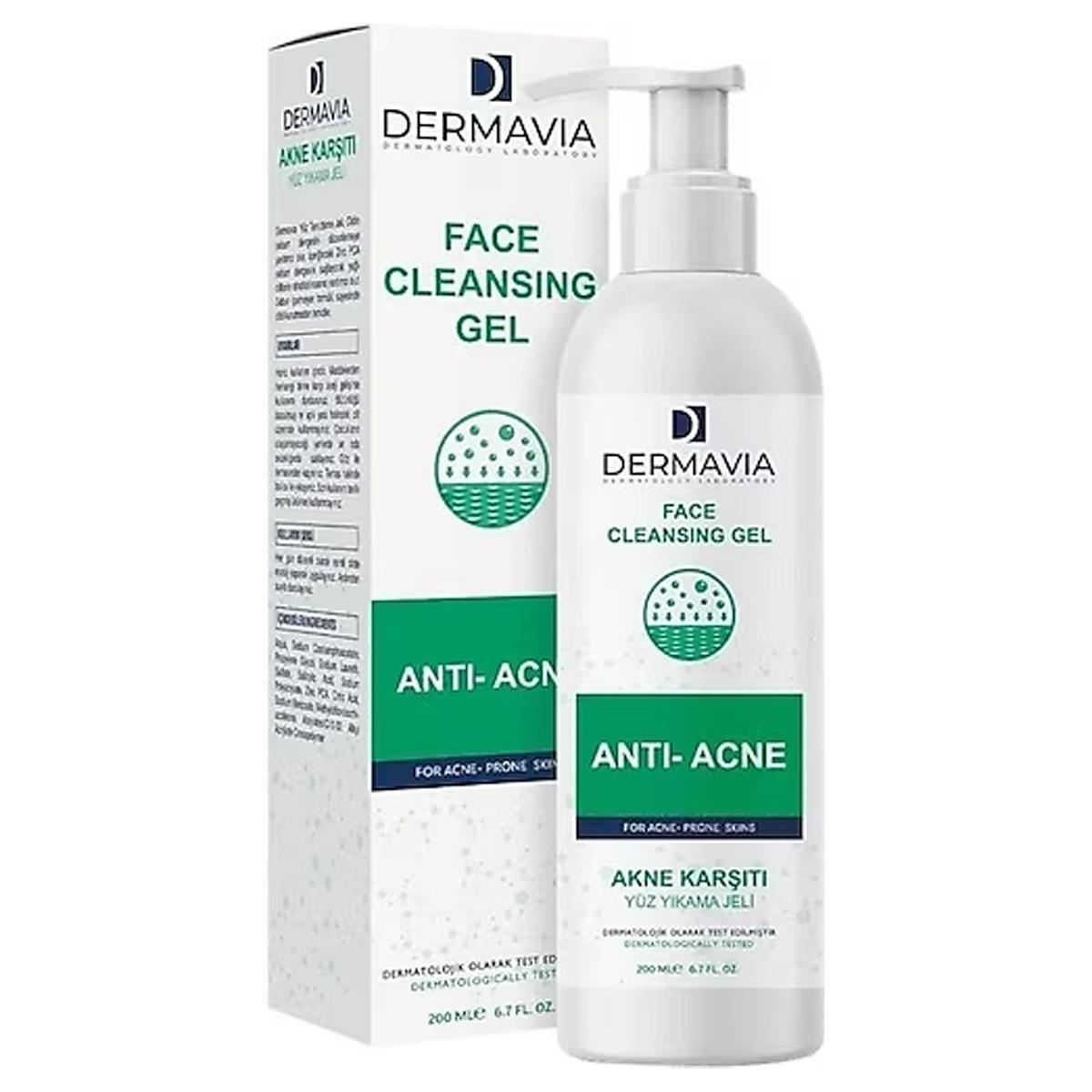 DERMAVIA FACE CLEANSING GEL 200ML AKNE KARŞITI YÜZ YIKAMA JELİ
