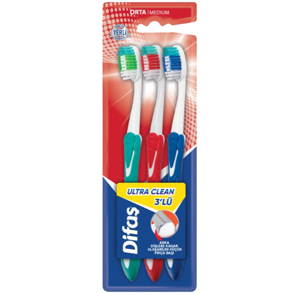 Difaş Ultra Clean Orta Diş Fırçası 3lü