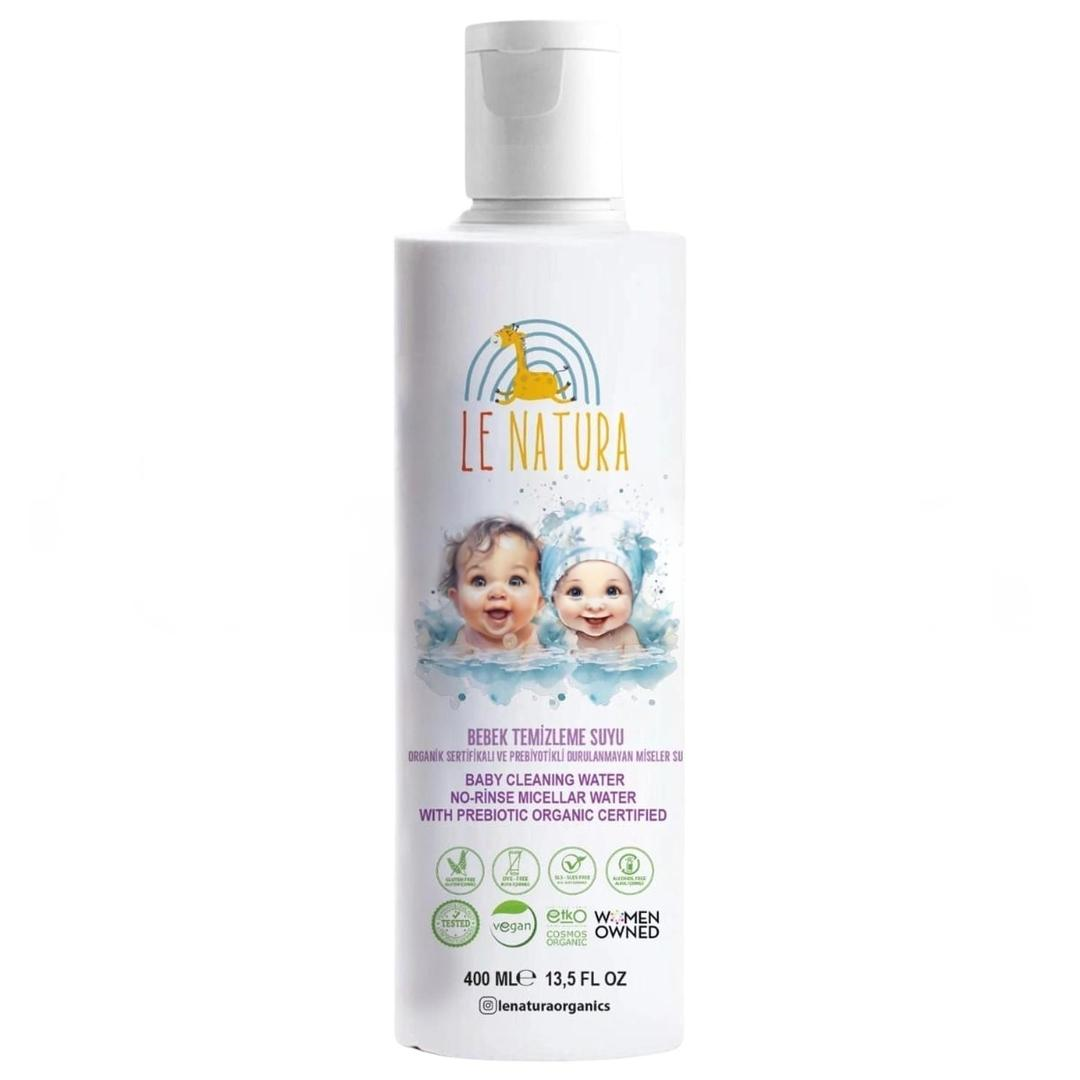 Le Natura Organik Vegan Sertifikalı Prebiyotikli Durulanmayan Bebek Miseler Temizleme Suyu 400 ml