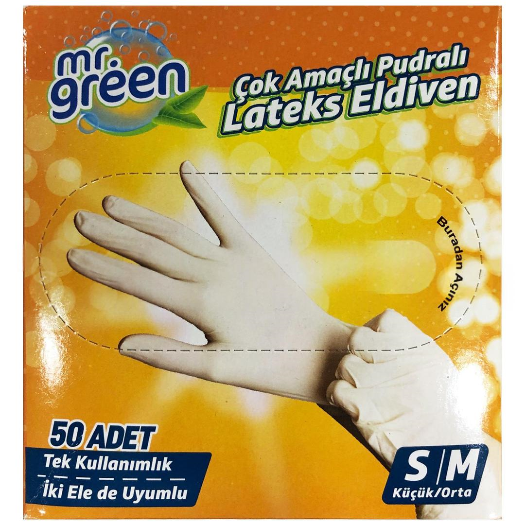 Mr. Green Pudralı Lateks Eldiven Small/Medium 50'li