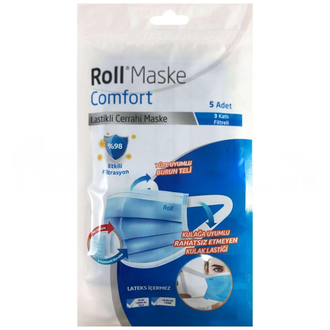 Roll Comfort 3 Katlı Meltblown Cerrahi Maske Telli 5'li (ÜTS Kayıtlı)